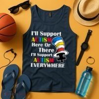 Support Autism Here Or There And Everywhere Tank Top thumb 4