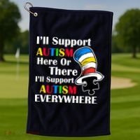 Support Autism Here Or There And Everywhere Golf Towel thumb 1