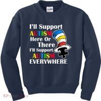 Support Autism Here Or There And Everywhere Kids Sweatshirt thumb 0