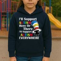 Support Autism Here Or There And Everywhere Kids Hoodie thumb 3
