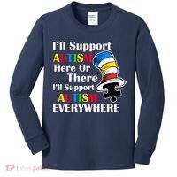 Support Autism Here Or There And Everywhere Kids Long Sleeve Shirt thumb 0