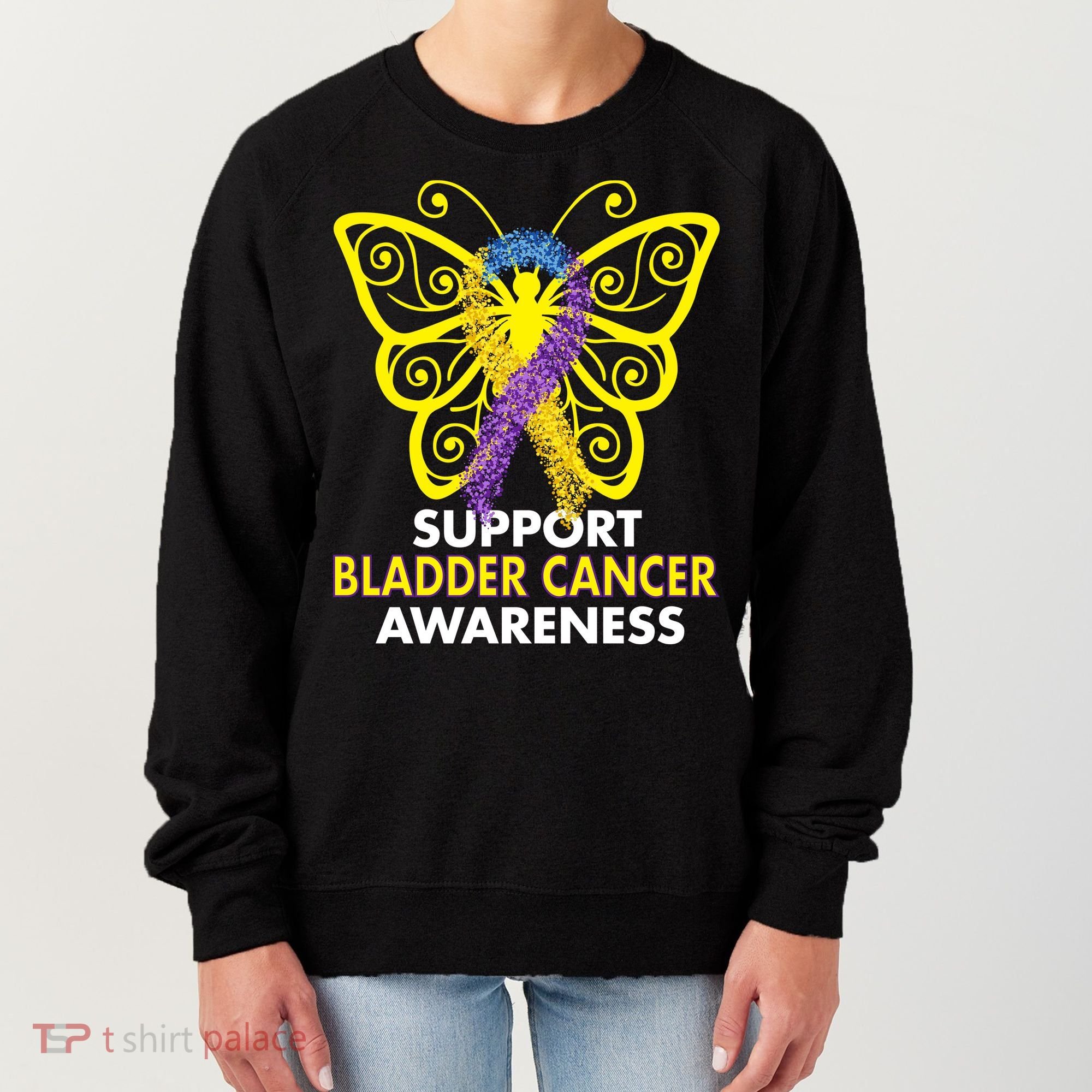 Support Bladder Cancer Awareness Butterfly Women's Sweatshirt