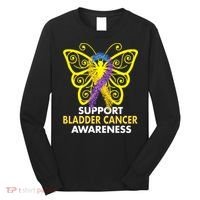 Support Bladder Cancer Awareness Butterfly Long Sleeve Shirt thumb 0