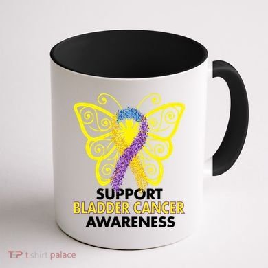 Support Bladder Cancer Awareness Butterfly Coffee Mug back