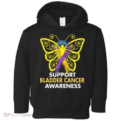 Support Bladder Cancer Awareness Butterfly Toddler Hoodie