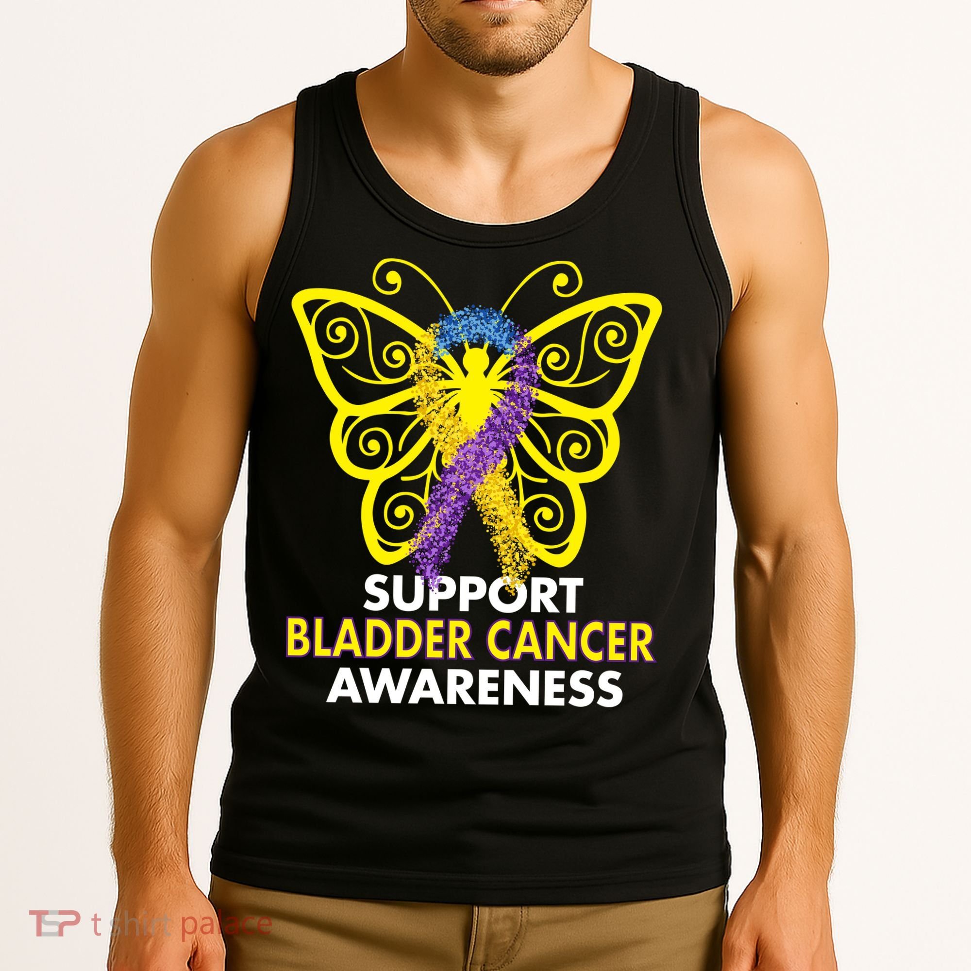 Support Bladder Cancer Awareness Butterfly Tank Top