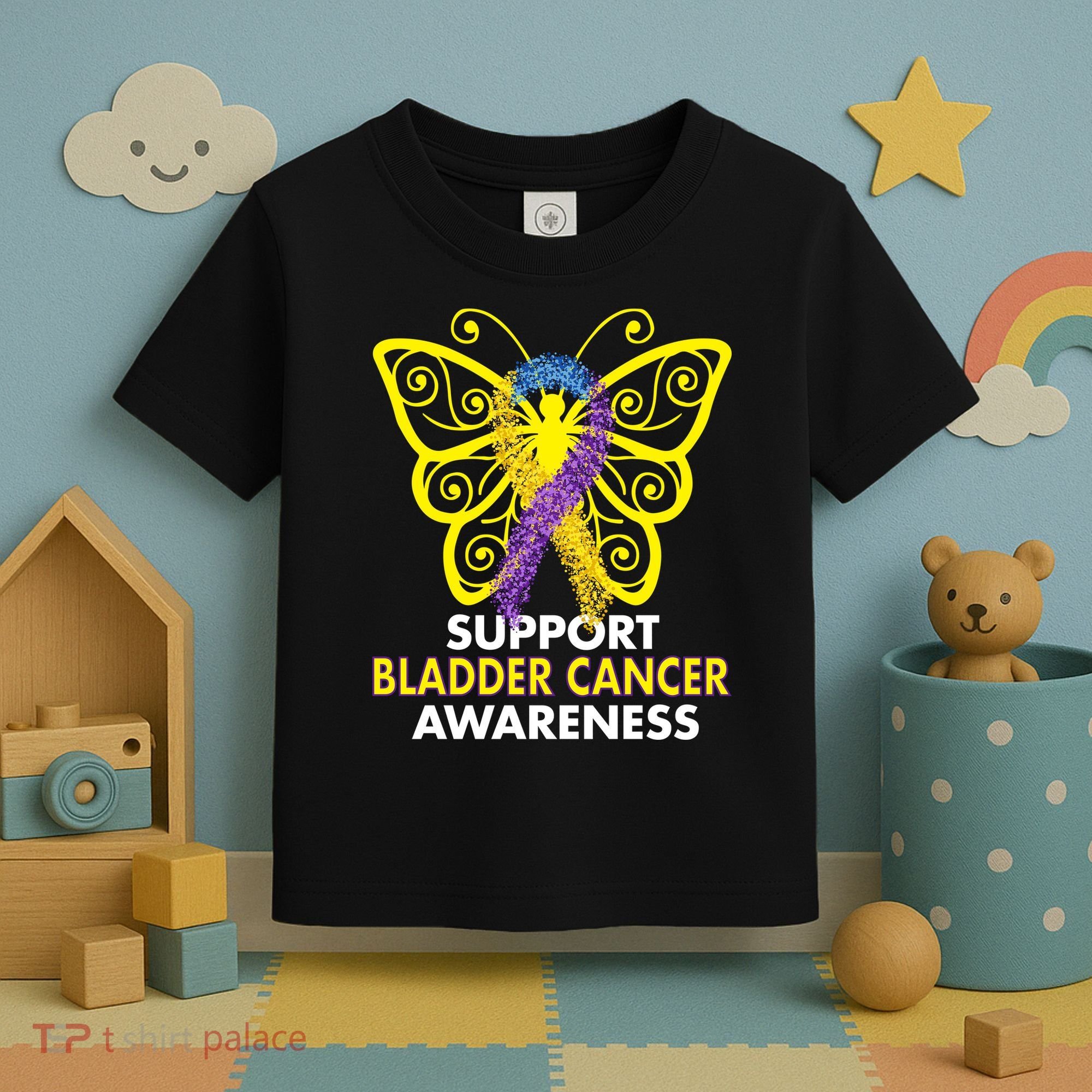Support Bladder Cancer Awareness Butterfly Toddler T-Shirt