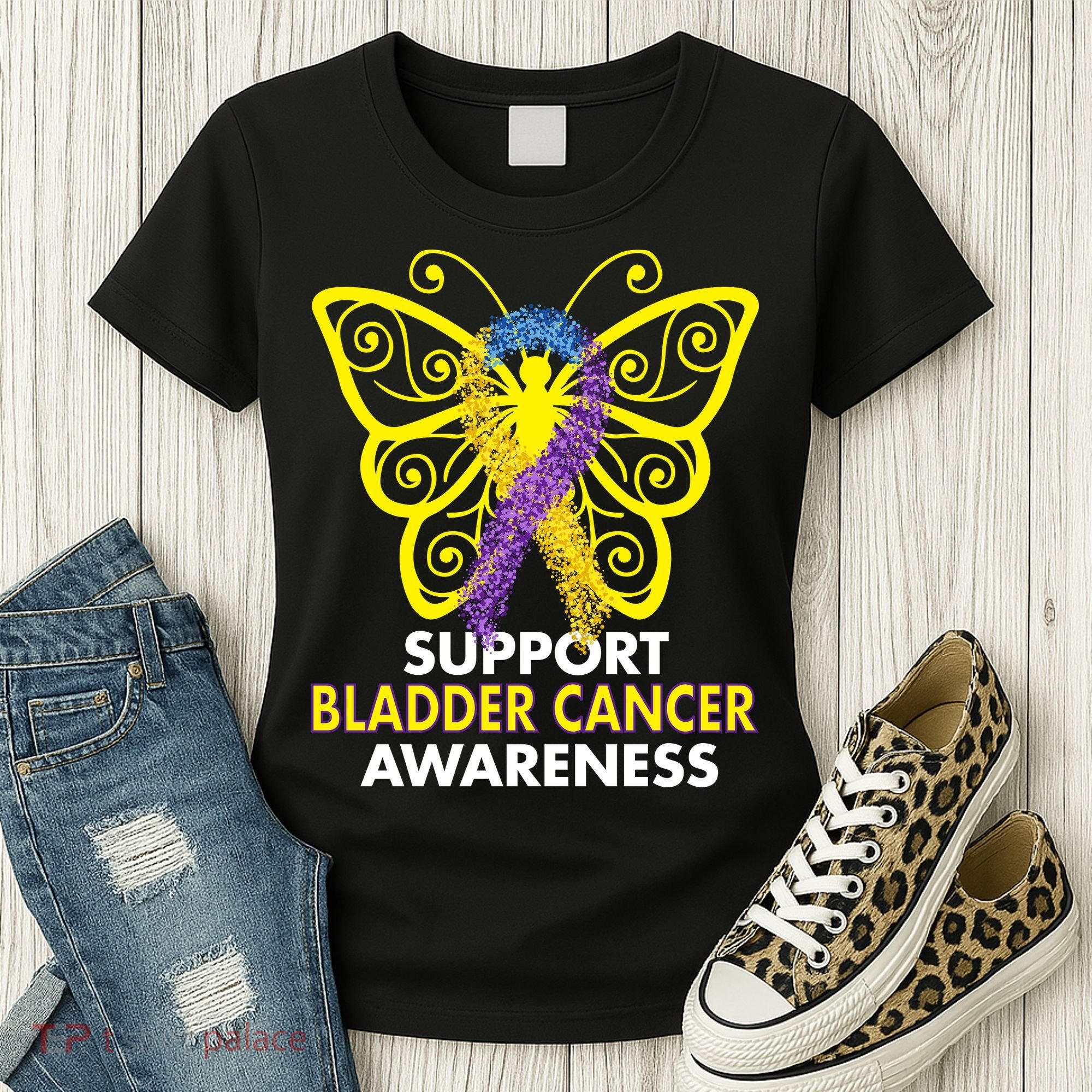 Support Bladder Cancer Awareness Butterfly Women's T-Shirt