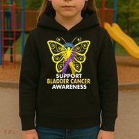 Support Bladder Cancer Awareness Butterfly Kids Hoodie thumb 3