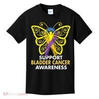 Support Bladder Cancer Awareness Butterfly Kids T-Shirt thumb 0