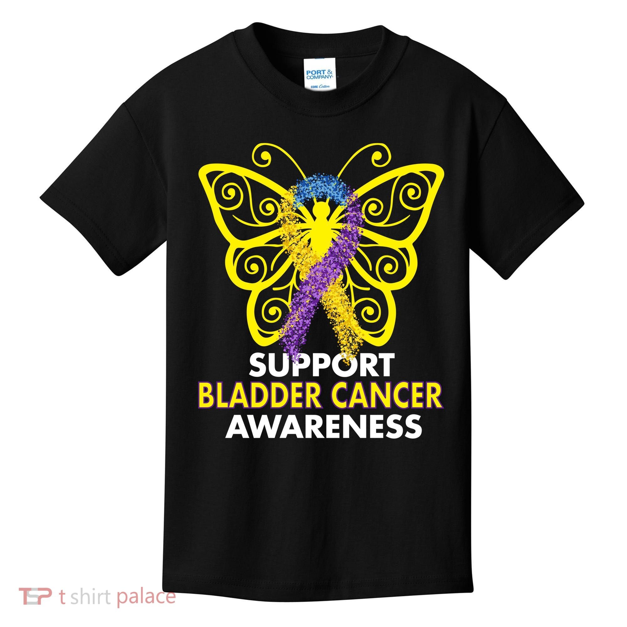 Support Bladder Cancer Awareness Butterfly Kids T-Shirt