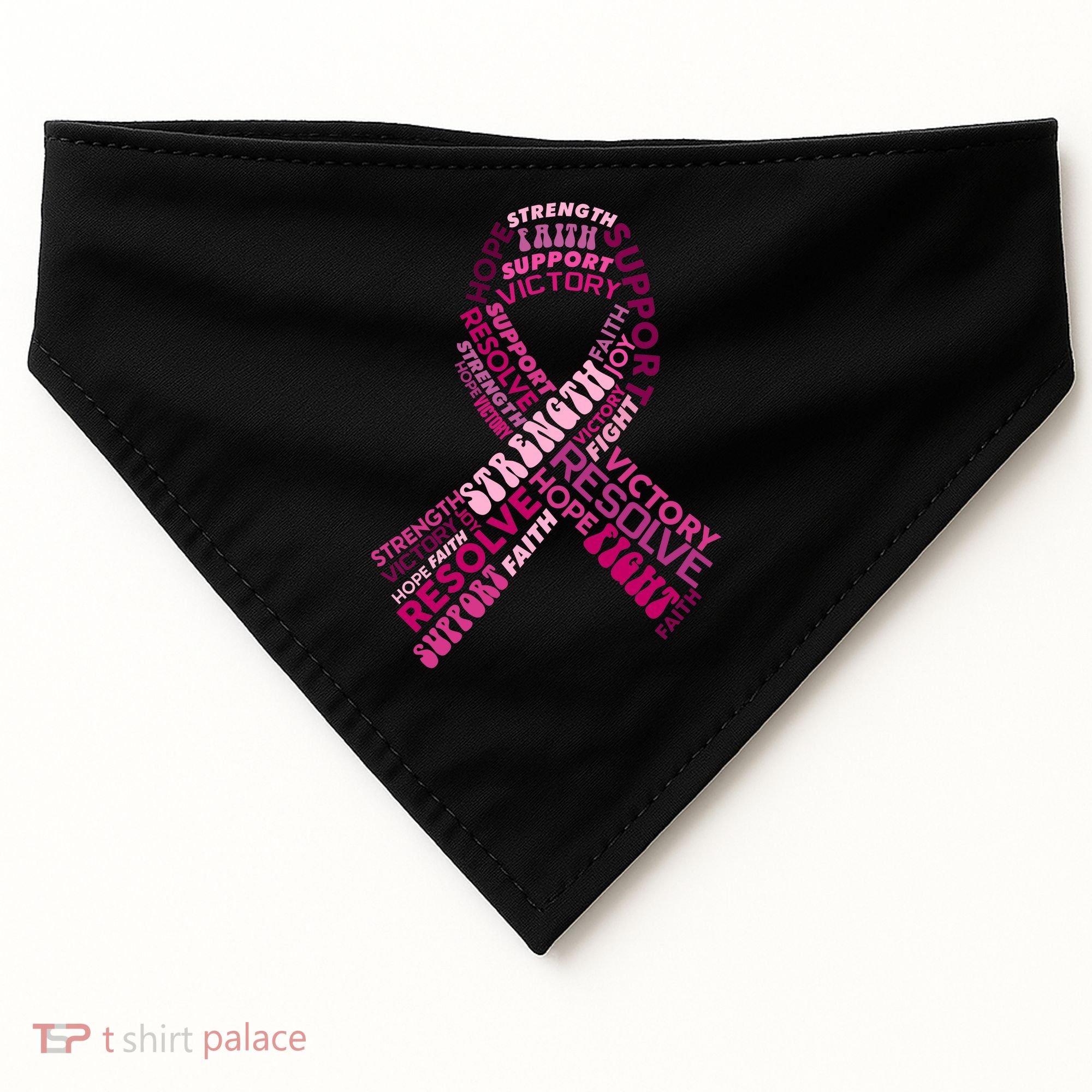 Support Breast Cancer Ribbon Strong USA-Made Doggie Bandana