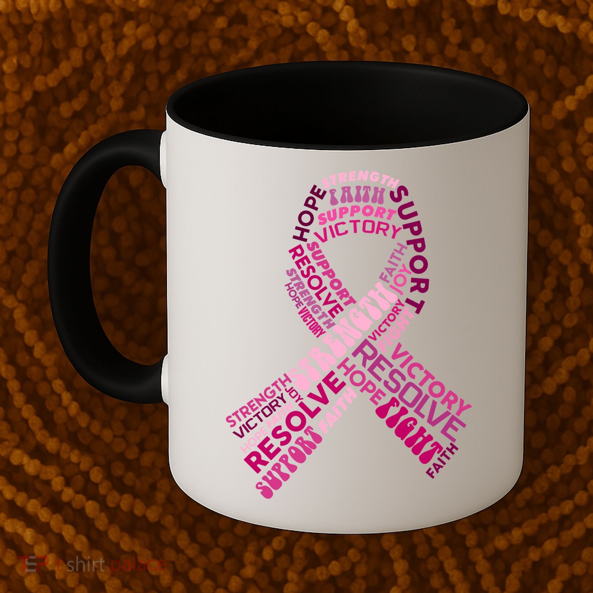 Support Breast Cancer Ribbon Strong Coffee Mug