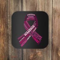 Support Breast Cancer Ribbon Strong Coaster thumb 0
