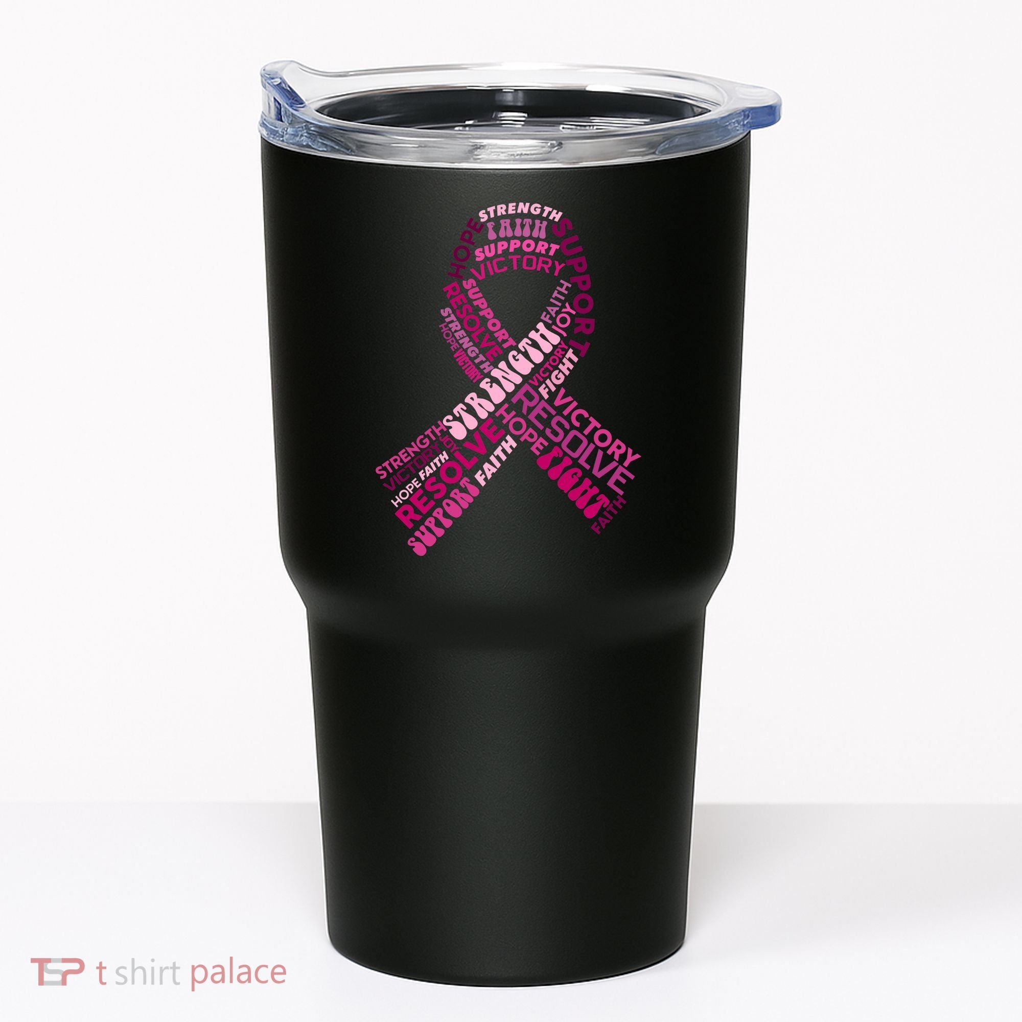 Support Breast Cancer Ribbon Strong Tumbler