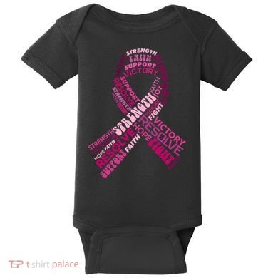 Support Breast Cancer Ribbon Strong Baby Bodysuit
