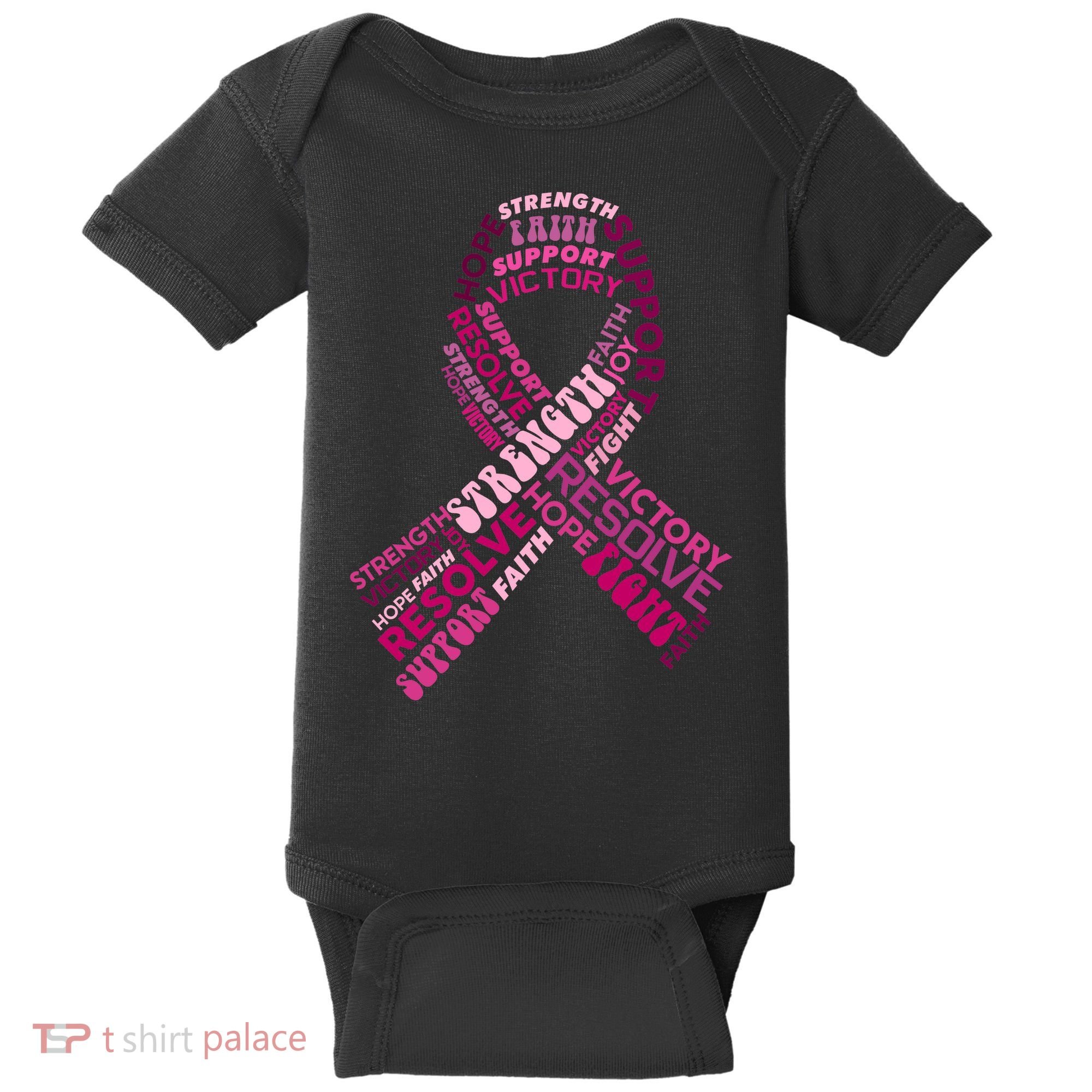 Support Breast Cancer Ribbon Strong Baby Bodysuit