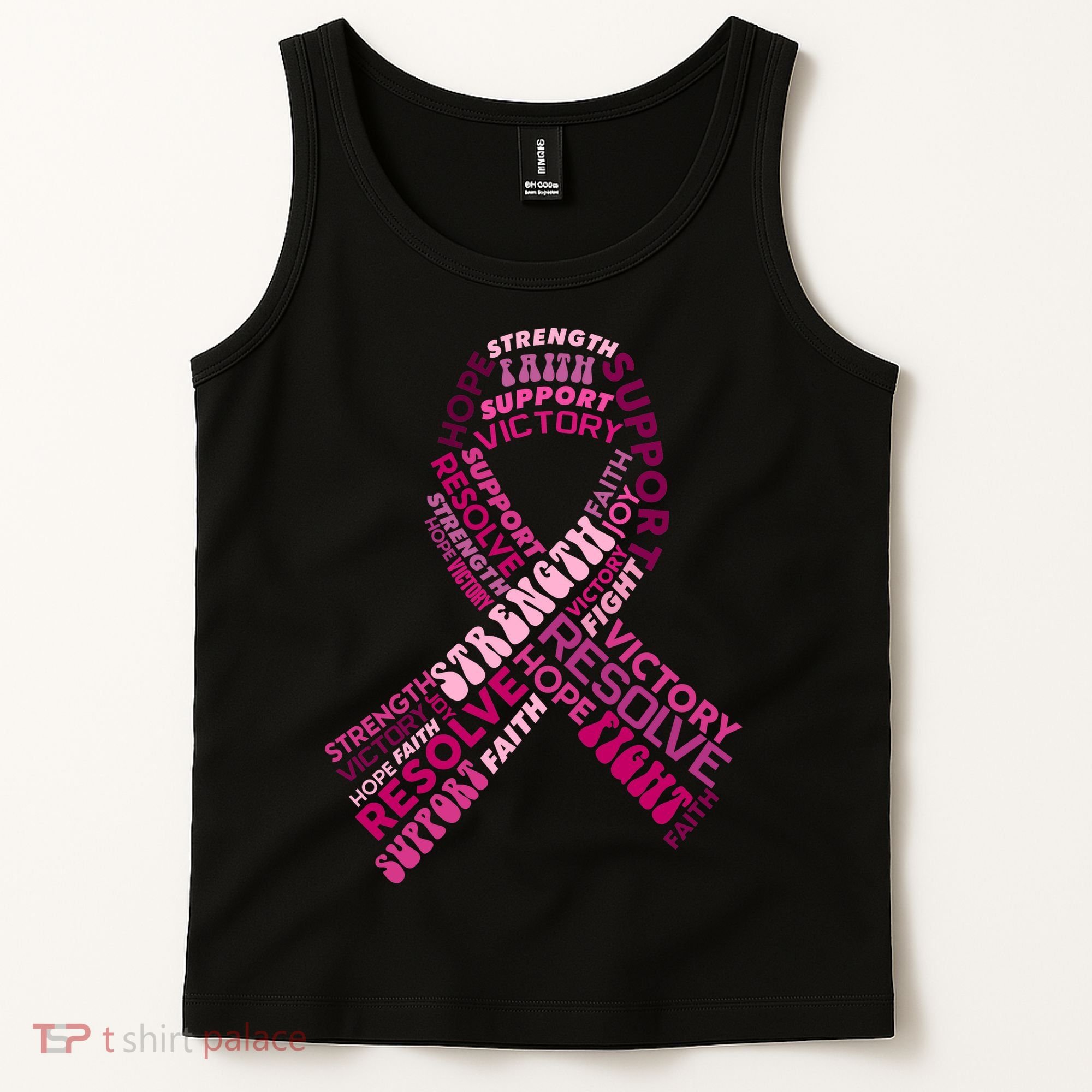Support Breast Cancer Ribbon Strong Tank Top