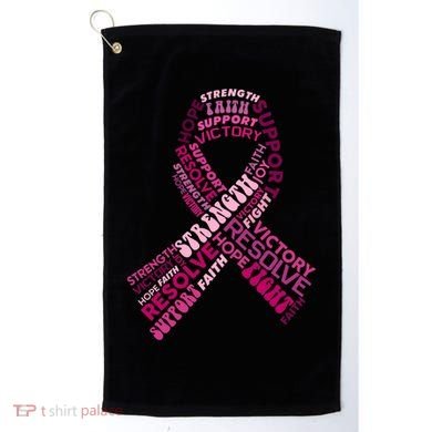 Support Breast Cancer Ribbon Strong Golf Towel