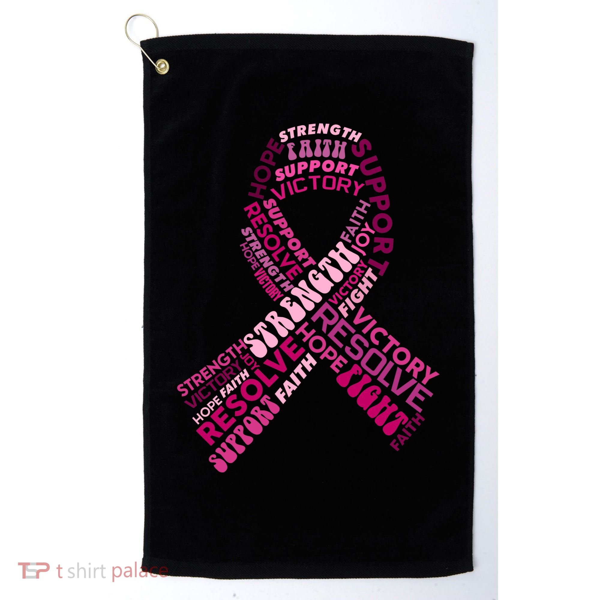 Support Breast Cancer Ribbon Strong Golf Towel