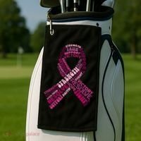 Support Breast Cancer Ribbon Strong Golf Towel thumb 2