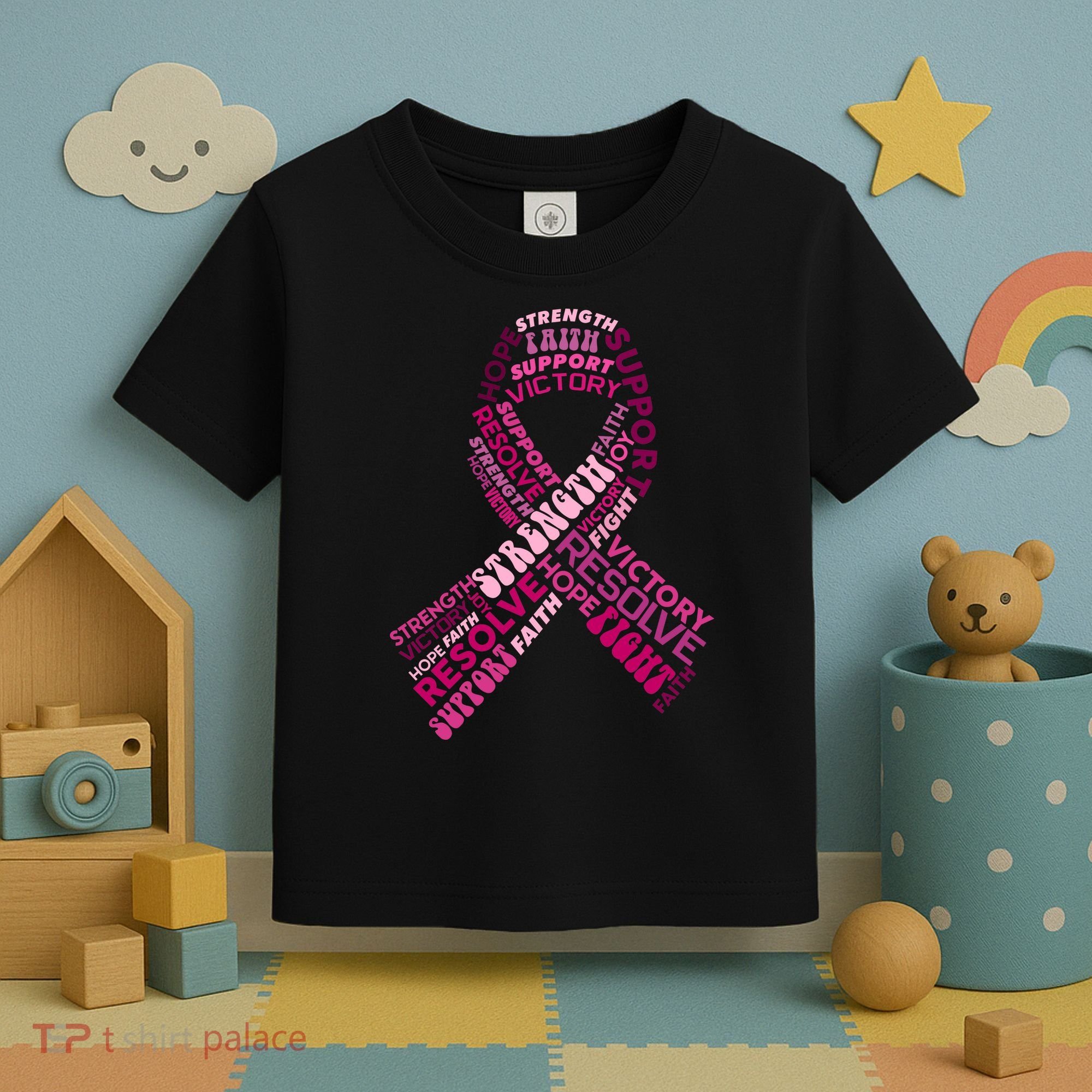 Support Breast Cancer Ribbon Strong Toddler T-Shirt