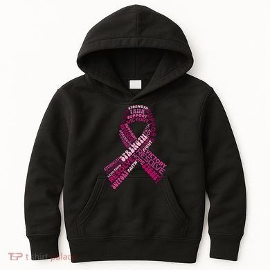 Support Breast Cancer Ribbon Strong Kids Hoodie