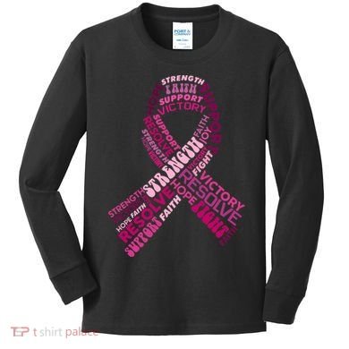 Support Breast Cancer Ribbon Strong Kids Long Sleeve Shirt