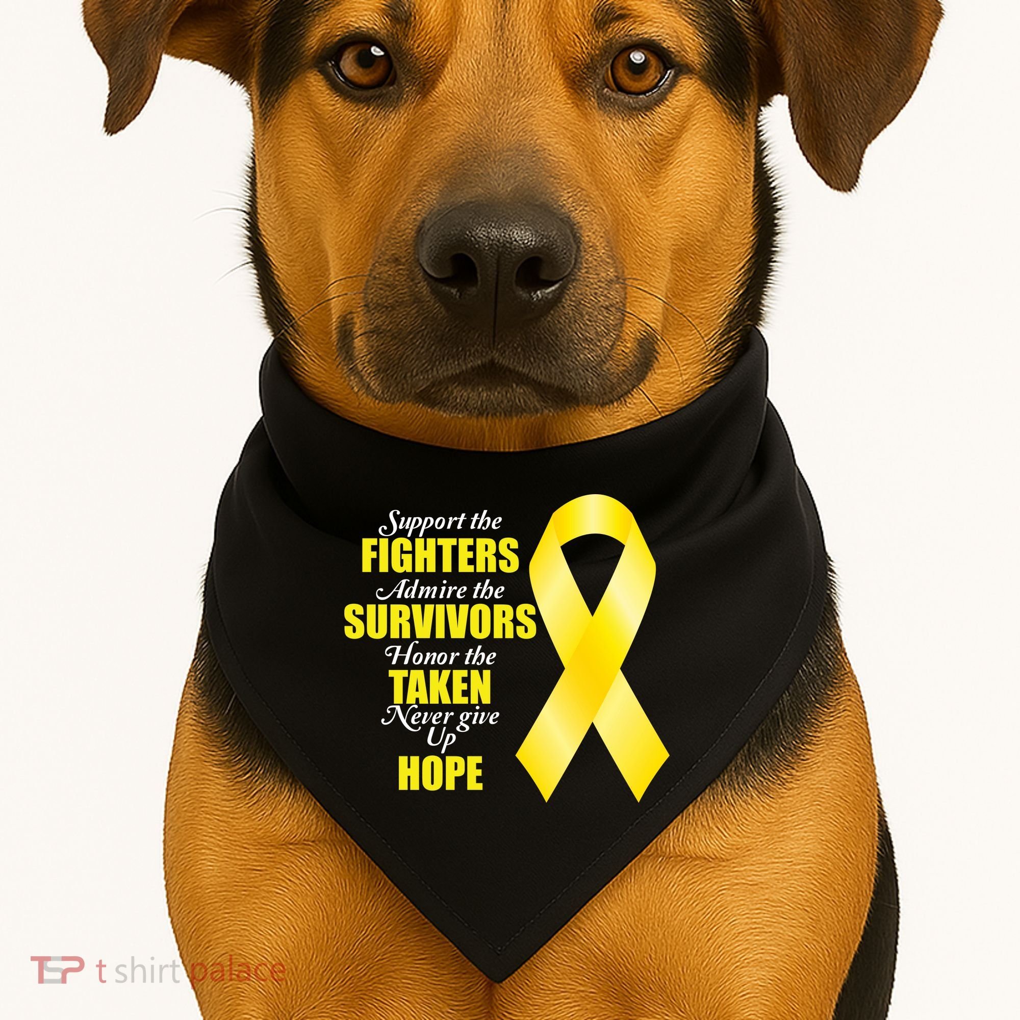 Support Childhood Cancer Awareness Quote USA-Made Doggie Bandana