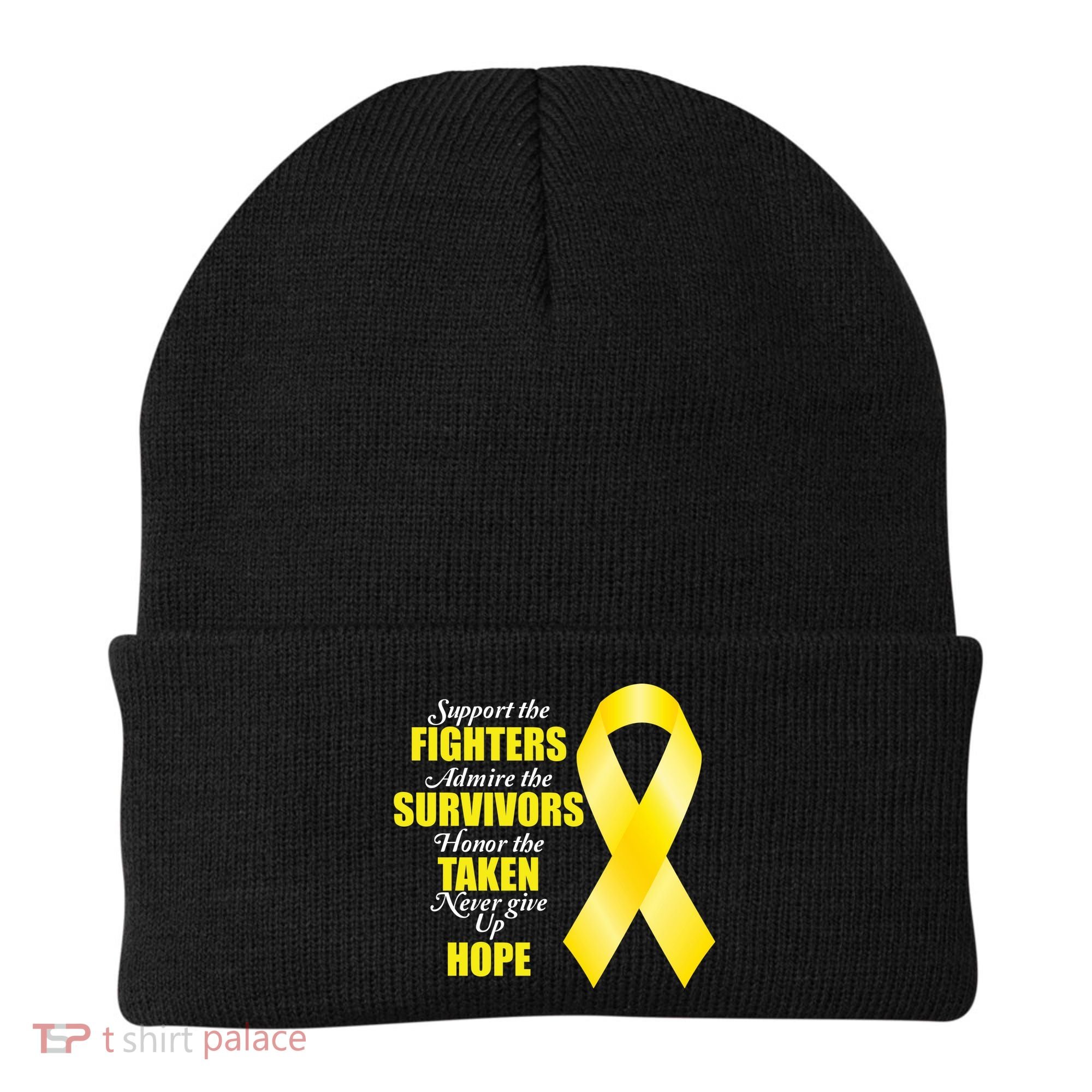 Support Childhood Cancer Awareness Quote Beanie