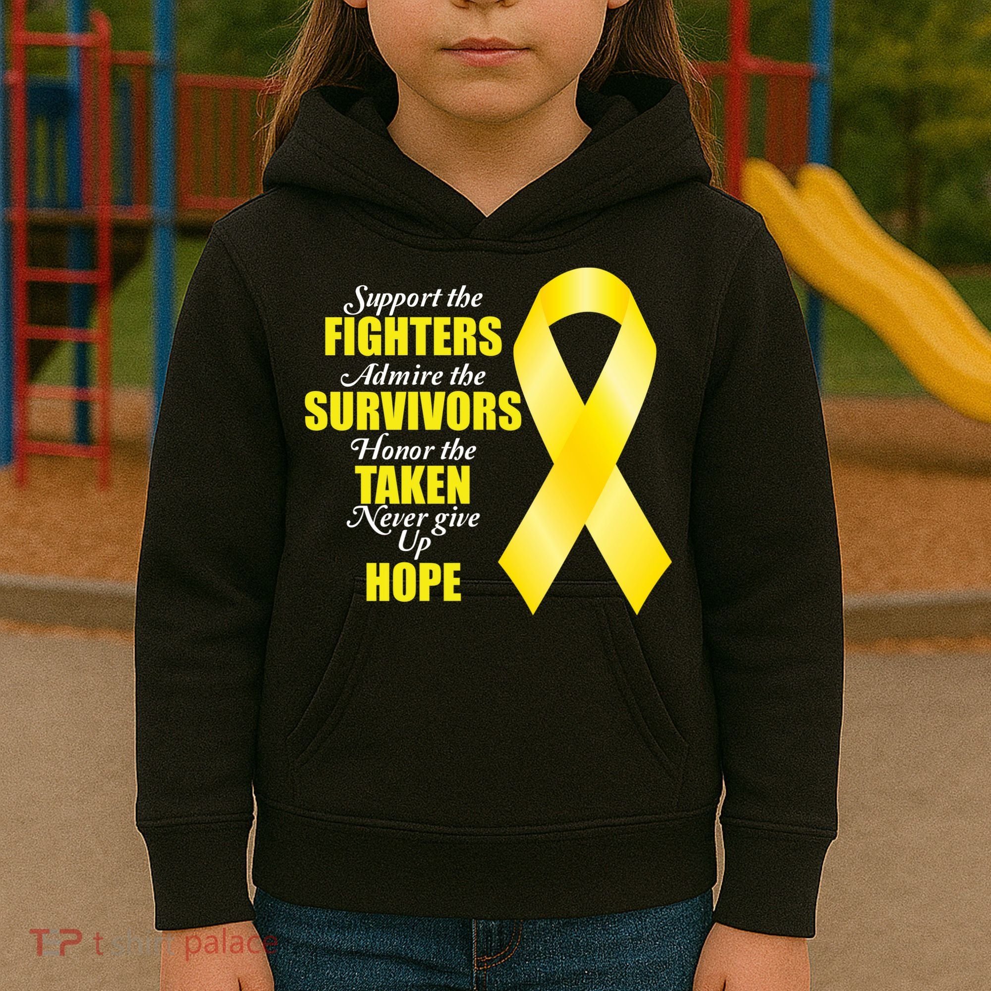 Support Childhood Cancer Awareness Quote Kids Hoodie