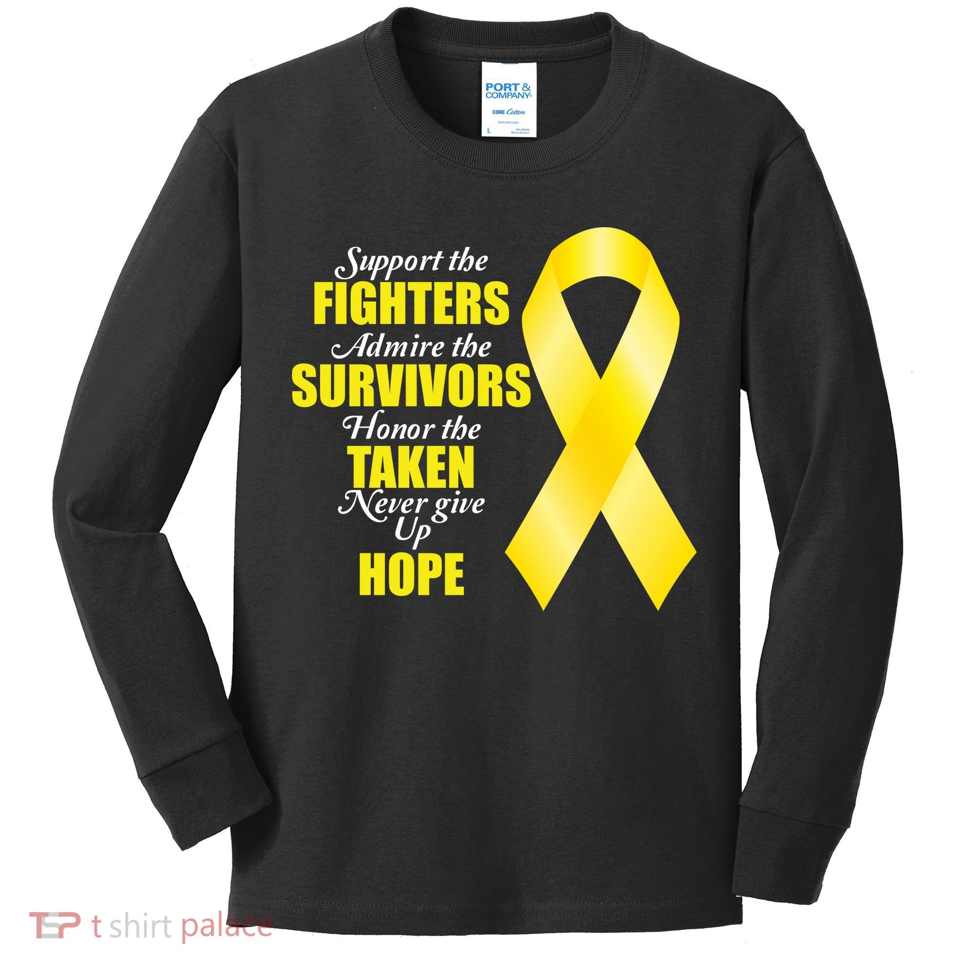 Support Childhood Cancer Awareness Quote Kids Long Sleeve Shirt