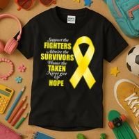 Support Childhood Cancer Awareness Quote Kids T-Shirt thumb 3