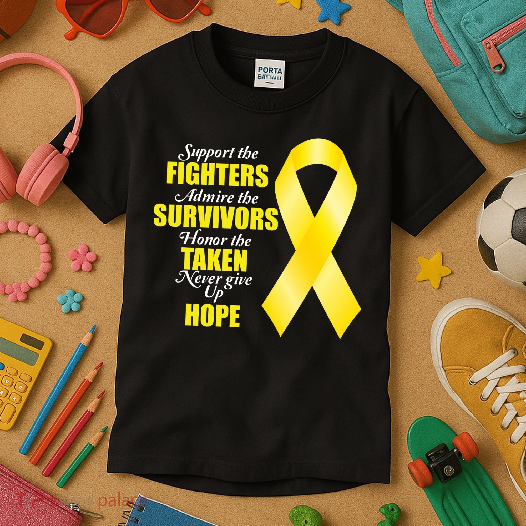 Support Childhood Cancer Awareness Quote Kids T-Shirt