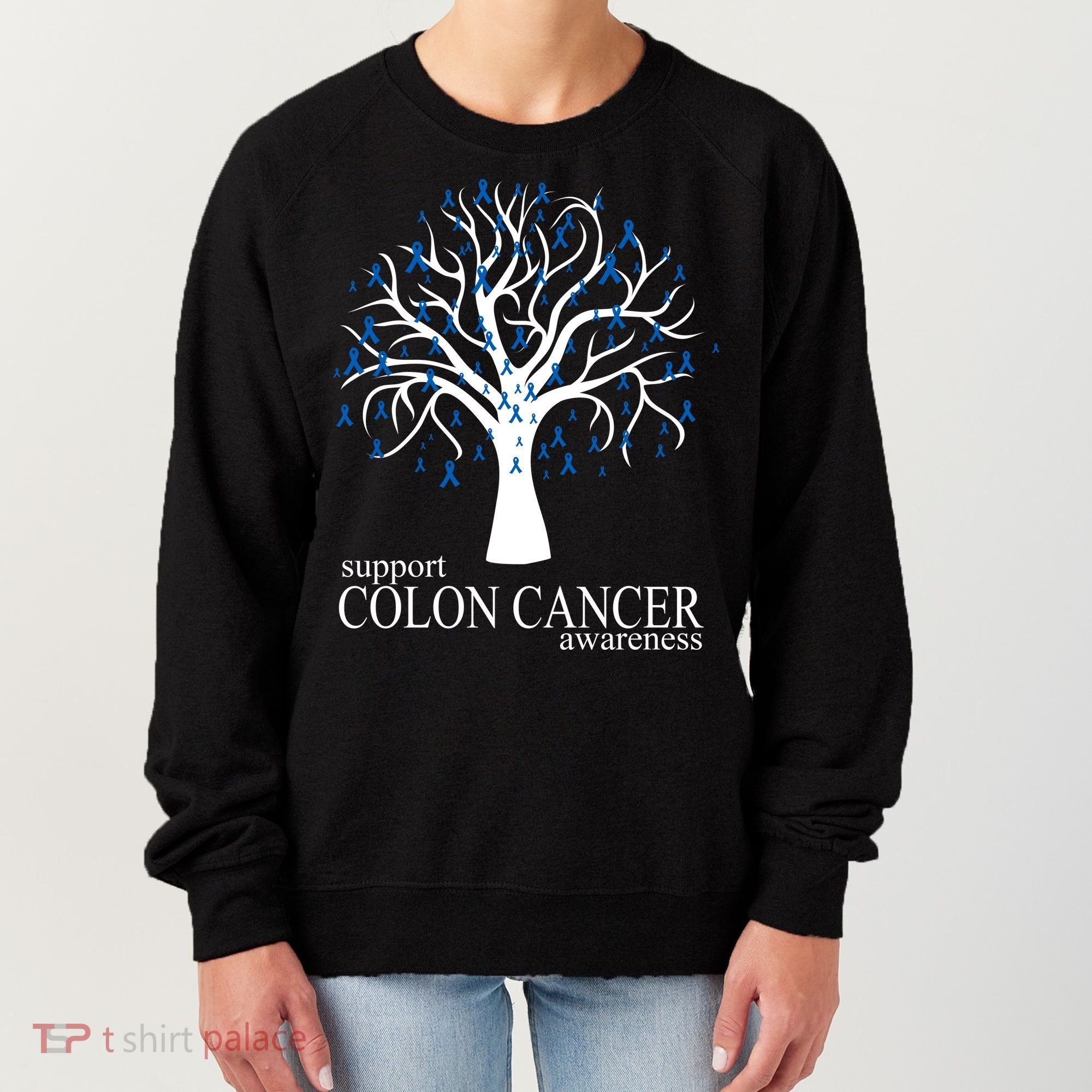 Support Colon Cancer Awareness Ribbon Tree Women's Sweatshirt
