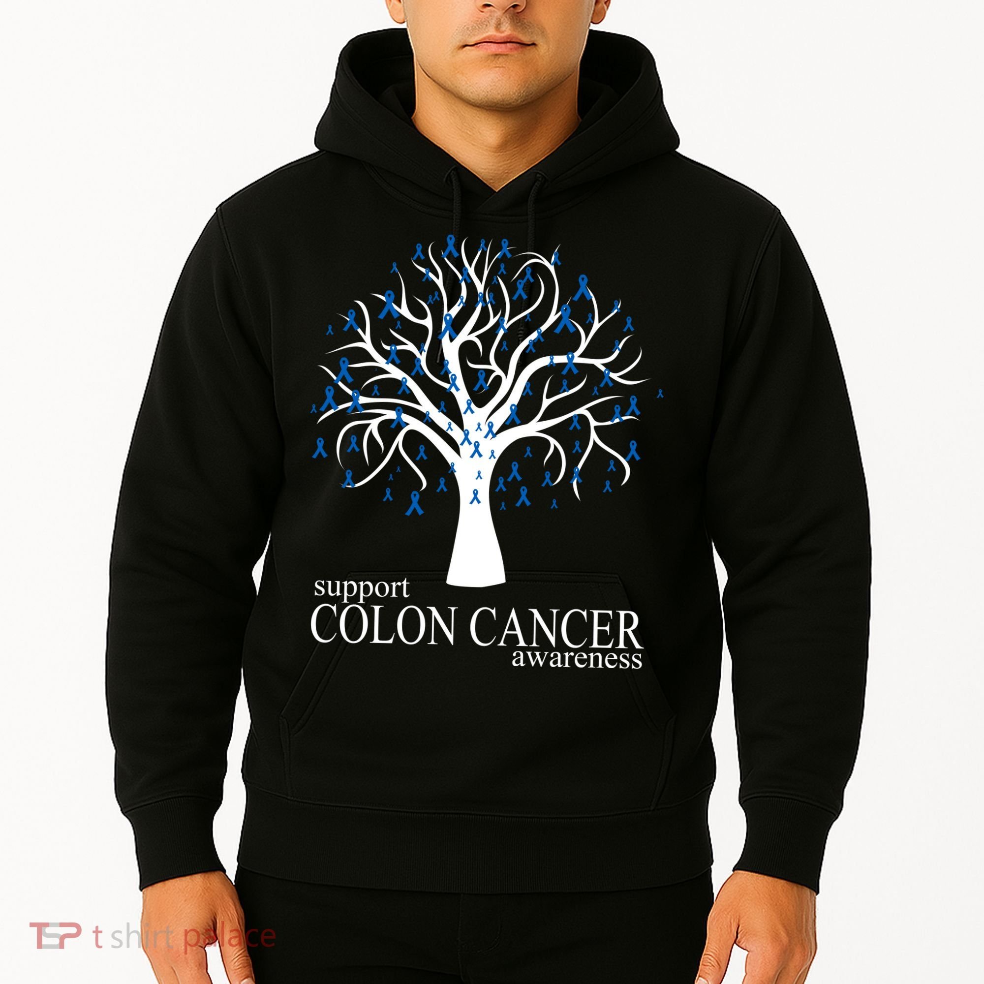 Support Colon Cancer Awareness Ribbon Tree Hoodie
