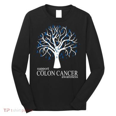 Support Colon Cancer Awareness Ribbon Tree Long Sleeve Shirt
