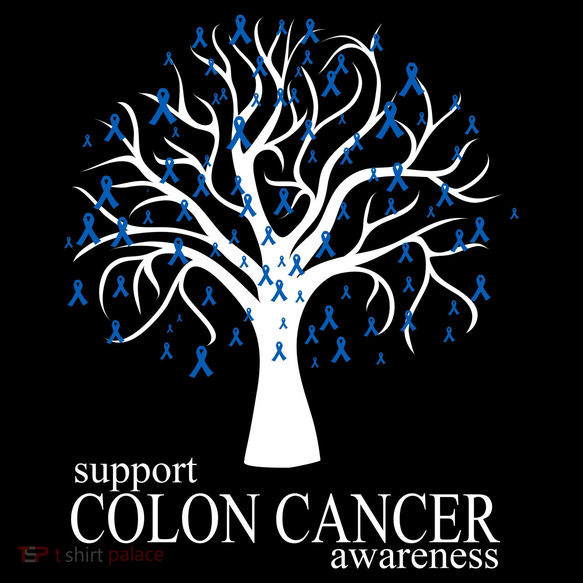 Support Colon Cancer Awareness Ribbon Tree Long Sleeve Shirt
