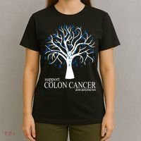 Support Colon Cancer Awareness Ribbon Tree T-Shirt thumb 4