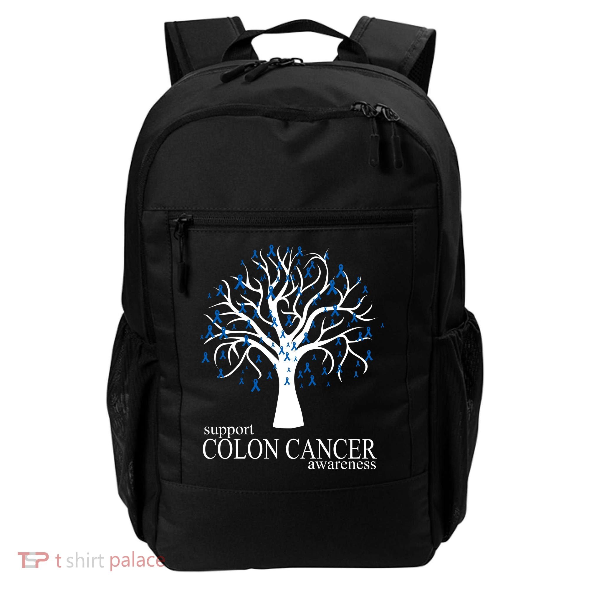Support Colon Cancer Awareness Ribbon Tree Backpack