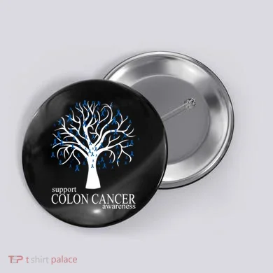 Support Colon Cancer Awareness Ribbon Tree Button