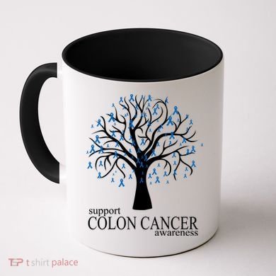Support Colon Cancer Awareness Ribbon Tree Coffee Mug