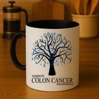 Support Colon Cancer Awareness Ribbon Tree Coffee Mug thumb 4