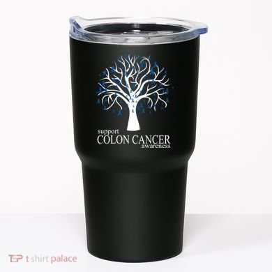 Support Colon Cancer Awareness Ribbon Tree Tumbler