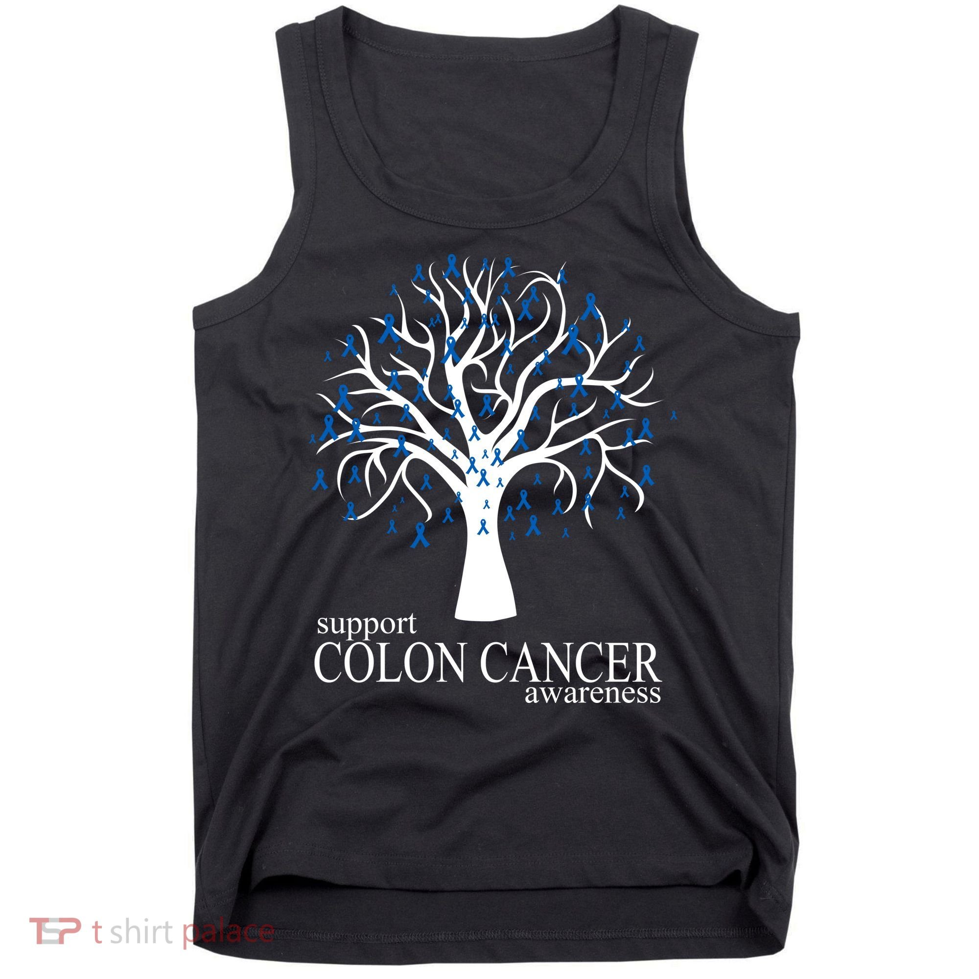 Support Colon Cancer Awareness Ribbon Tree Tank Top