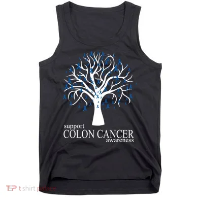 Support Colon Cancer Awareness Ribbon Tree Tank Top