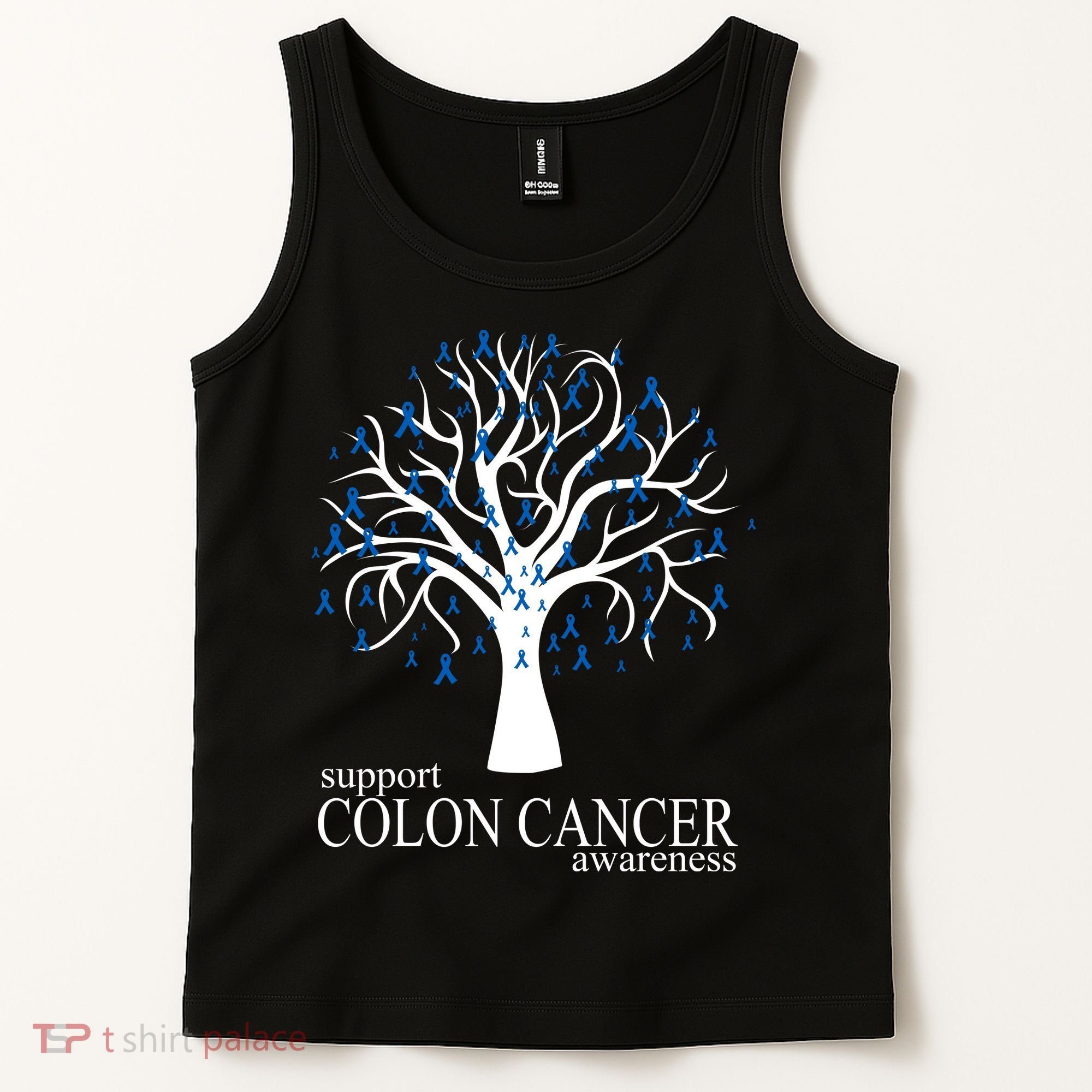 Support Colon Cancer Awareness Ribbon Tree Tank Top