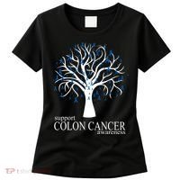 Support Colon Cancer Awareness Ribbon Tree Women's T-Shirt thumb 0