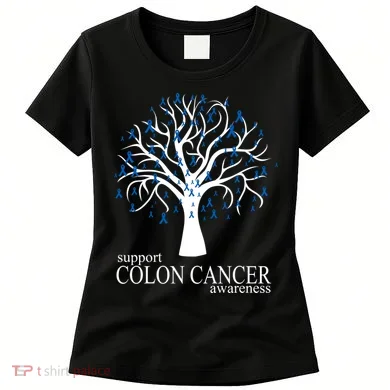 Support Colon Cancer Awareness Ribbon Tree Women's T-Shirt