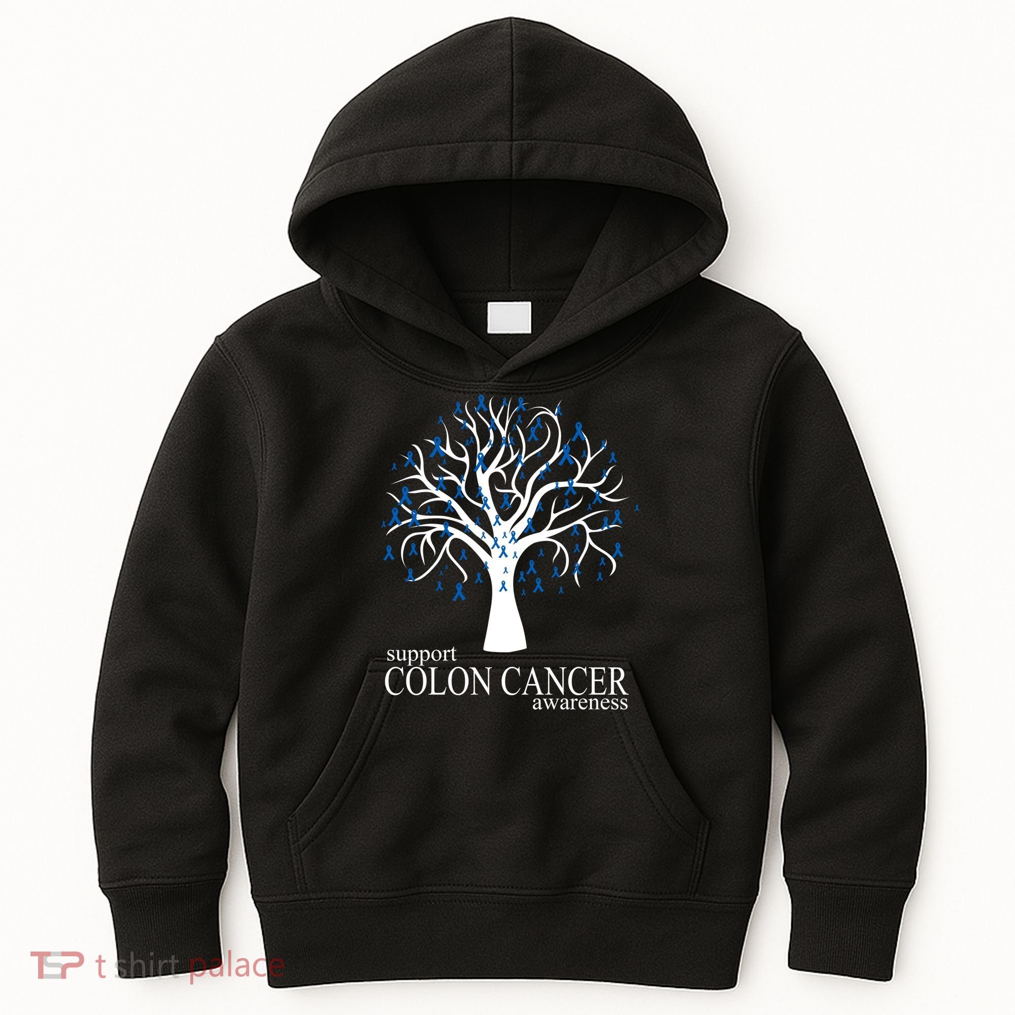 Support Colon Cancer Awareness Ribbon Tree Kids Hoodie
